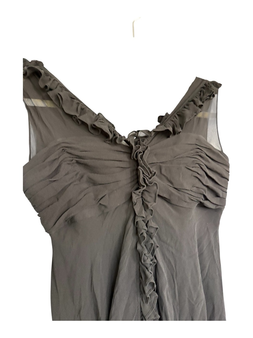 Donna Ricco Black Silk Chiffon Ruffle Cocktail Dress Size 12 Date Night LBD - Picture 4 of 7